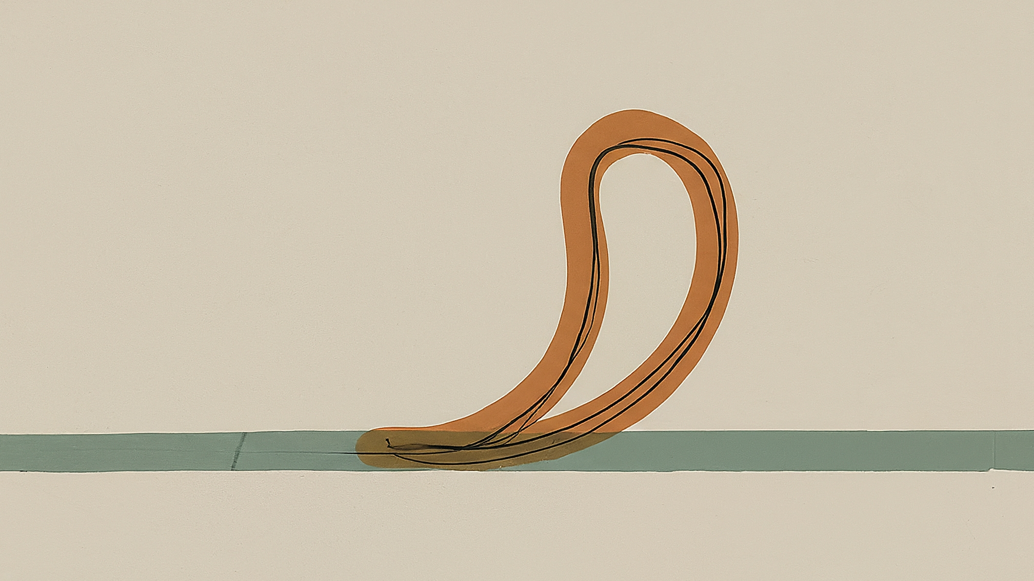 Seedling growing with gentle growth ripples in terracotta and sage