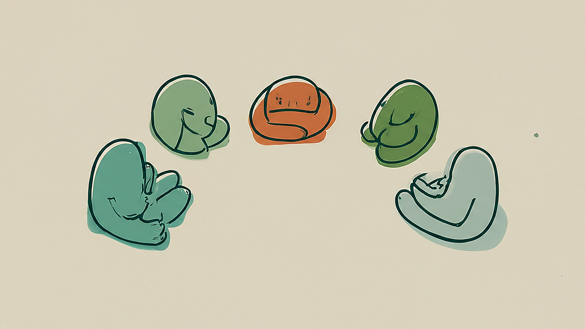 Circular arrangement of figures in collaborative meeting