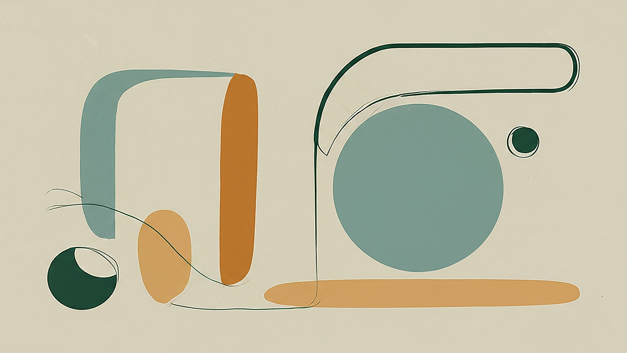 Layered translucent shapes with meaningful symbols at different depths