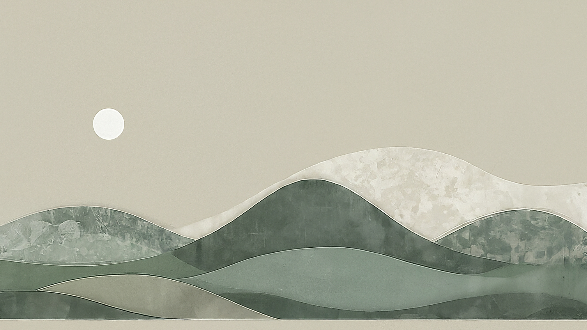 Layered translucent shapes with meaningful symbols at different depths