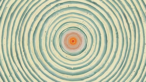 Concentric rings with memory symbols floating at different layers